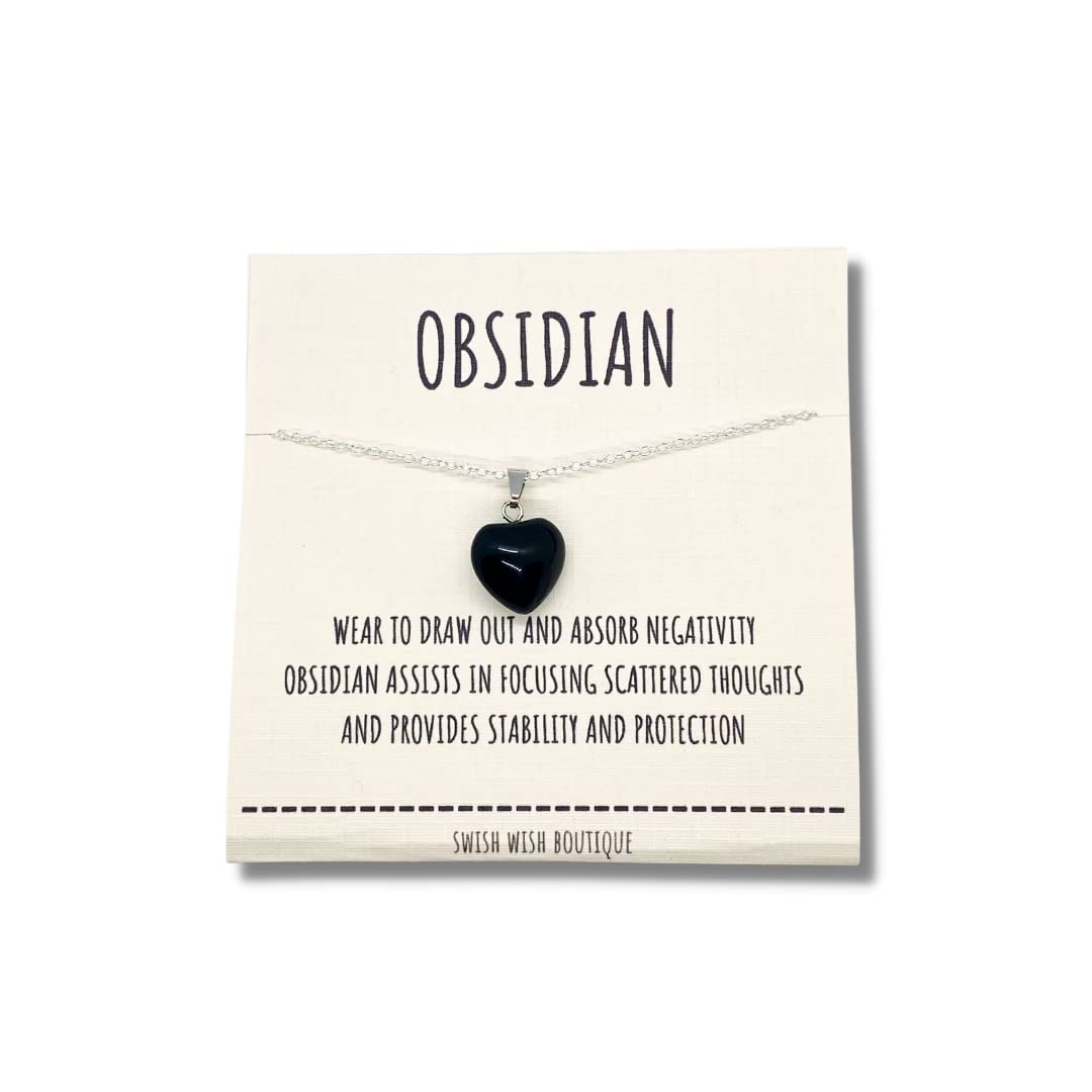 Obsidian Crystal Heart Necklace