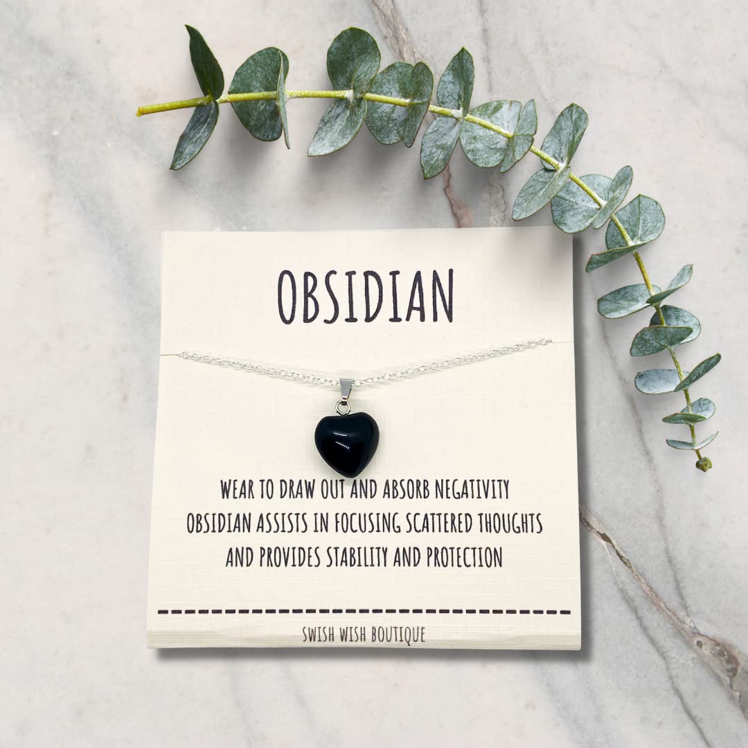 Obsidian Crystal Heart Necklace
