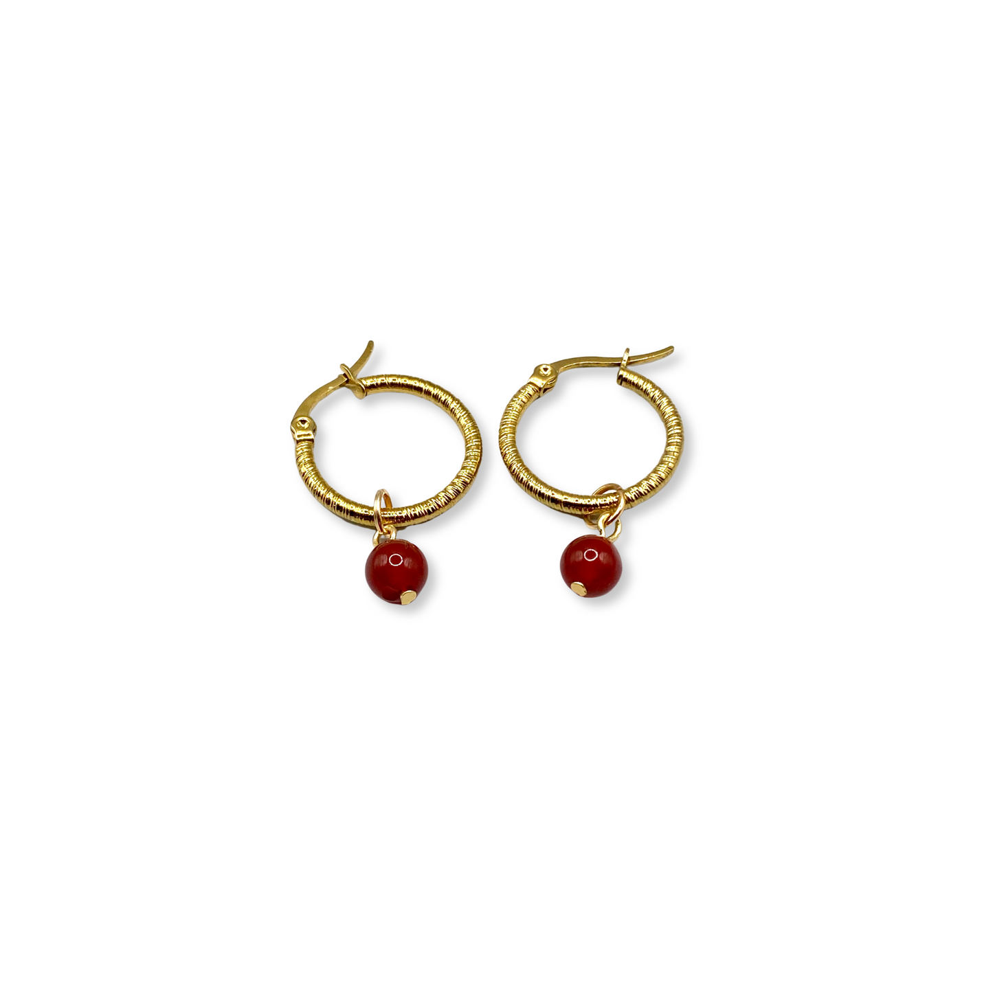 Gemstone Hoop Earrings with Carnelian Crystal