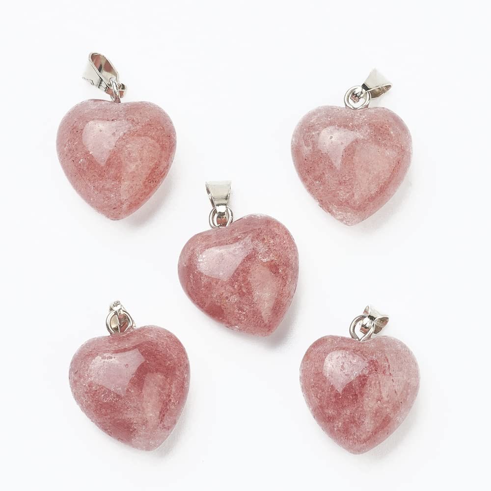 Strawberry Quartz Crystal Heart Necklace