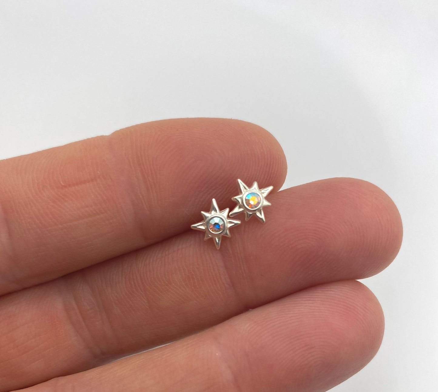 Sterling Silver Northern Star Earrings with Crystals from Swarovski