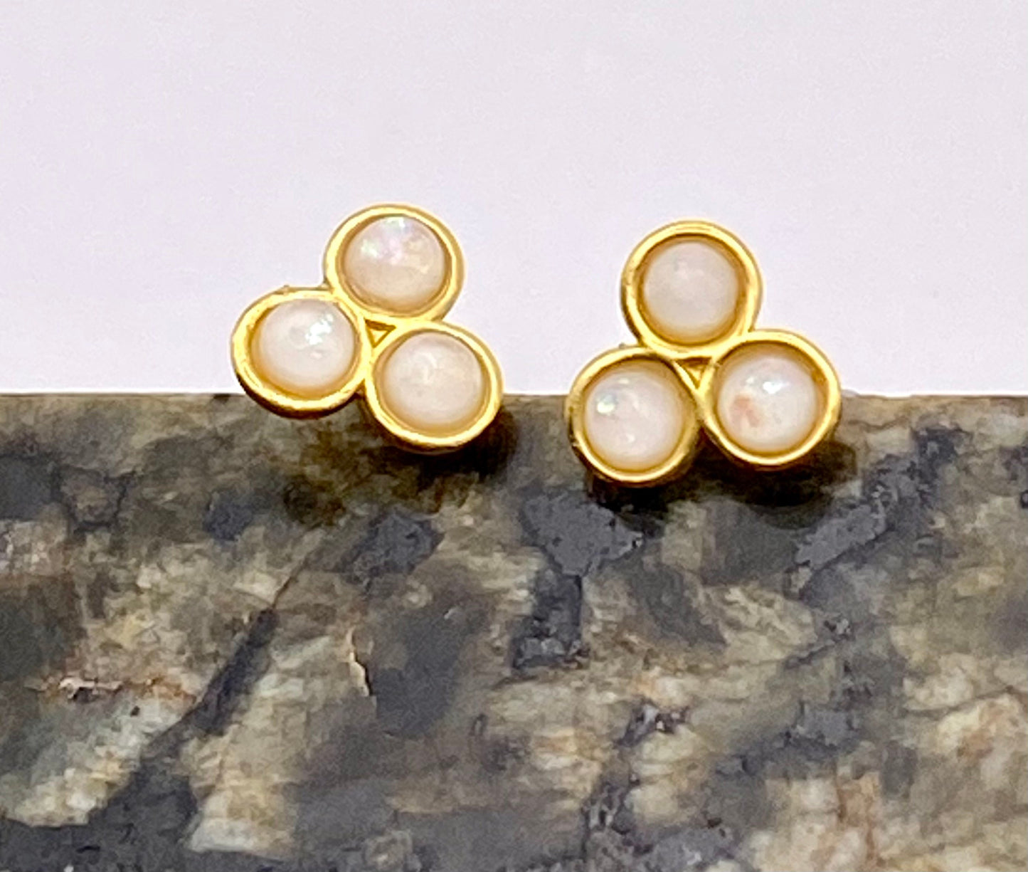 Sterling Silver White Opal Earrings