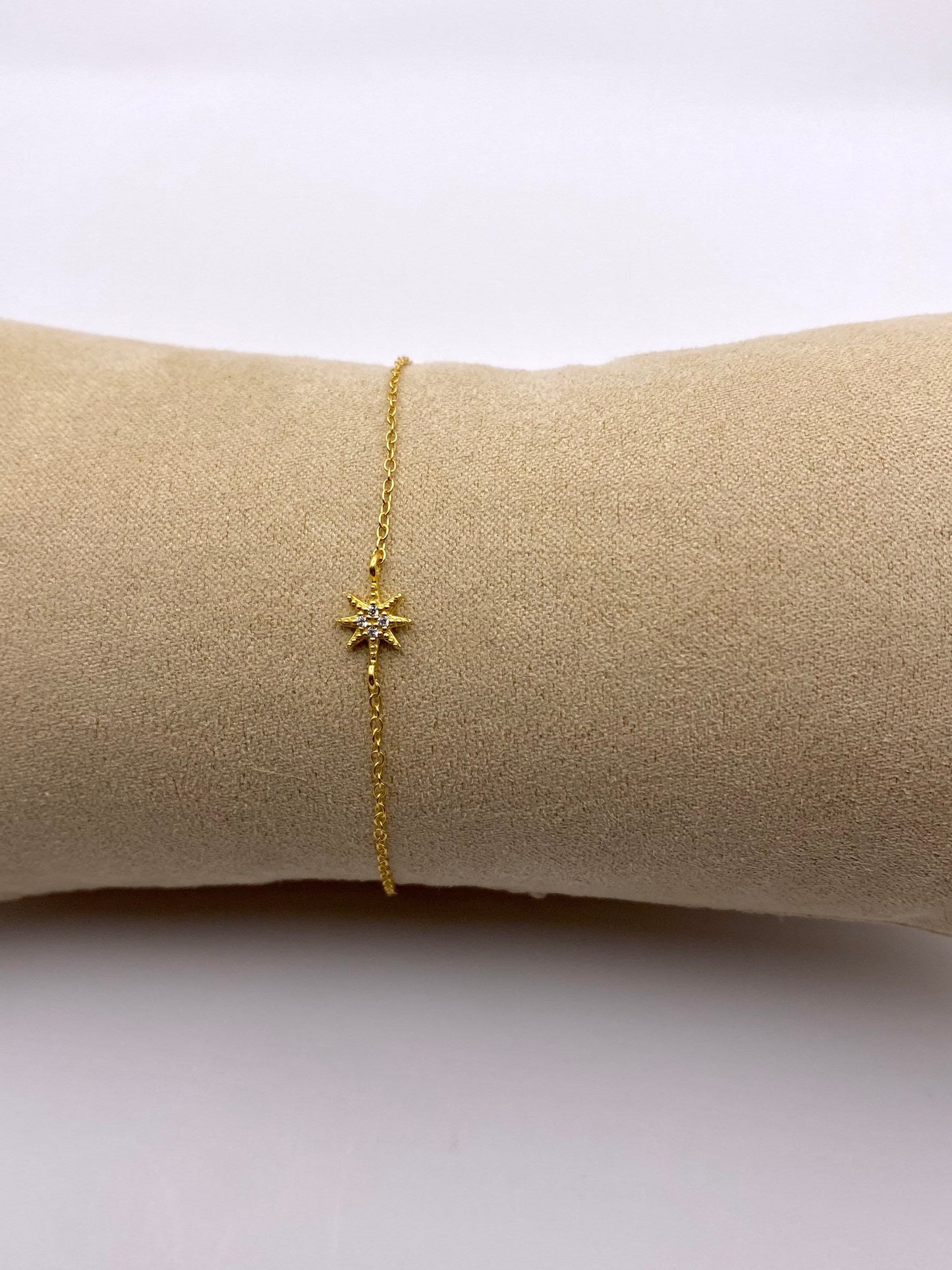 Sterling Silver North Star Bracelet with Cubic Zirconia Crystals