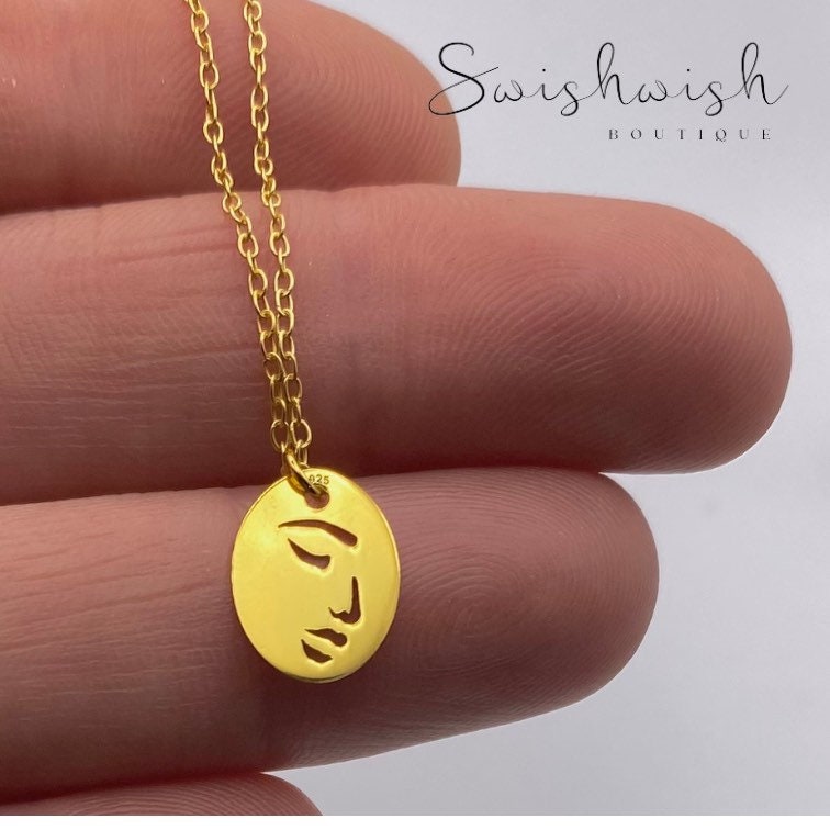 Gold Abstract Face Necklace