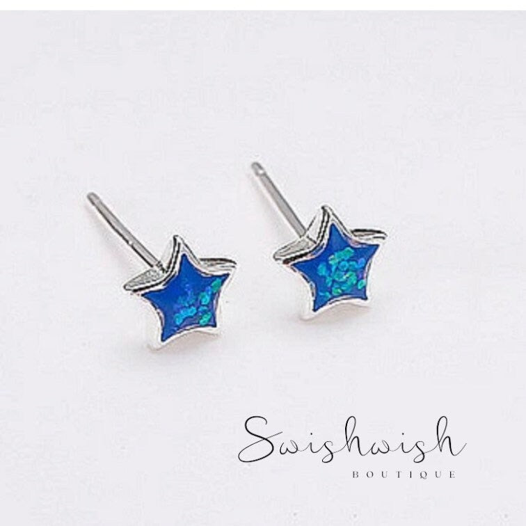 Sterling Silver Tiny Star Stud Earrings