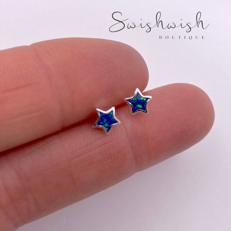Sterling Silver Tiny Star Stud Earrings