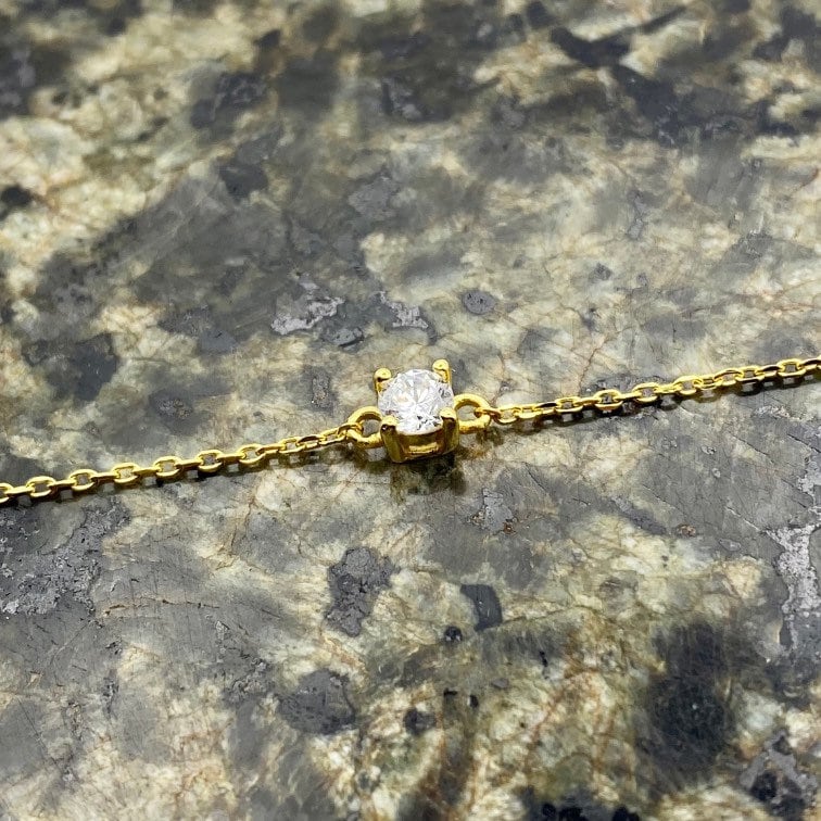 Sterling Silver Single Solitaire Zirconia Crystal Bracelet