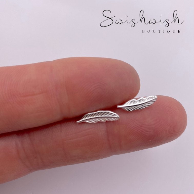 Sterling Silver Little Feather Stud Earrings