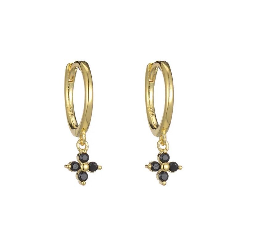 Sterling Silver Hoop Earrings with Cubic Zirconia Crystals
