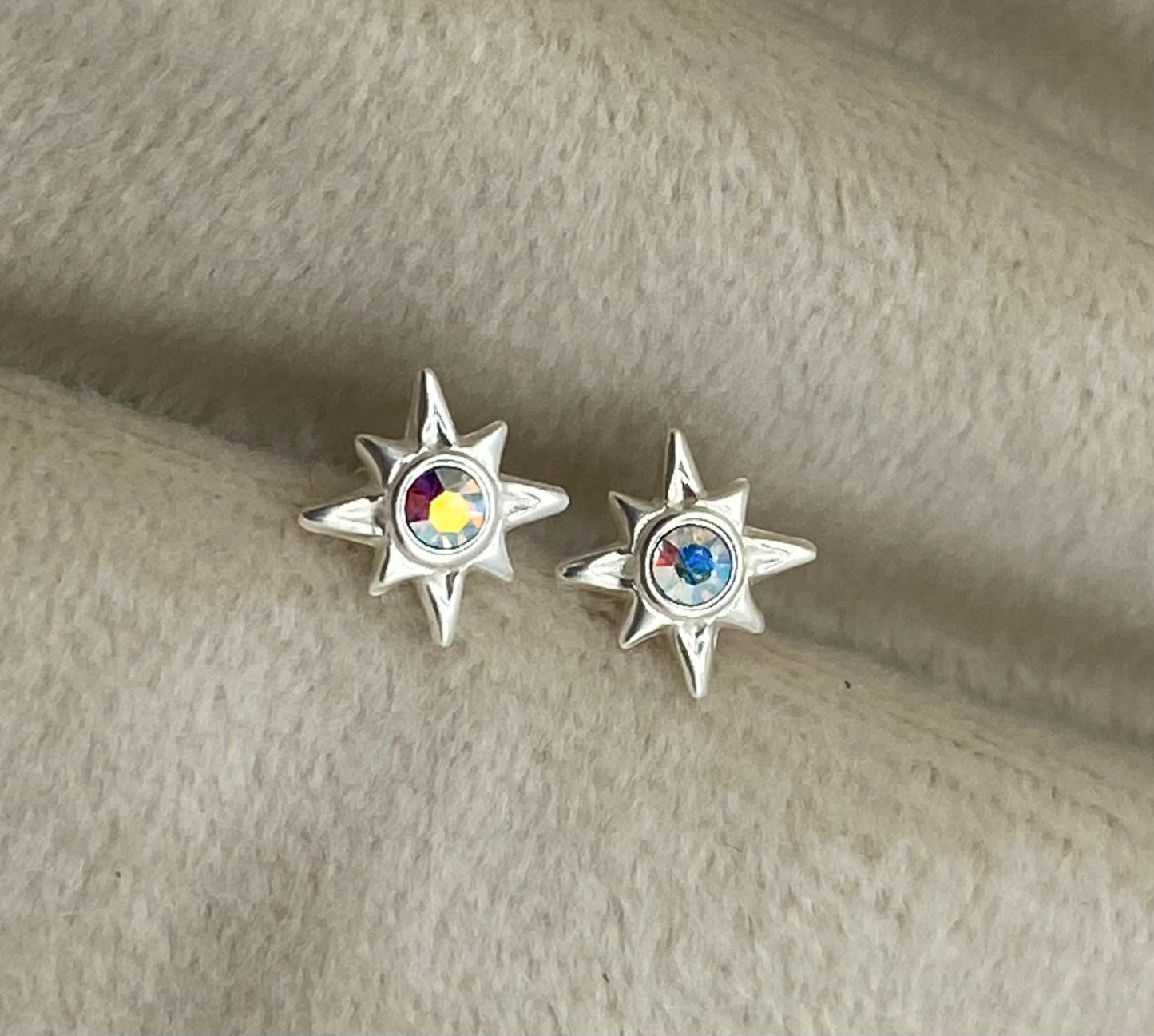 Sterling Silver Northern Star Earrings with Crystals from Swarovski