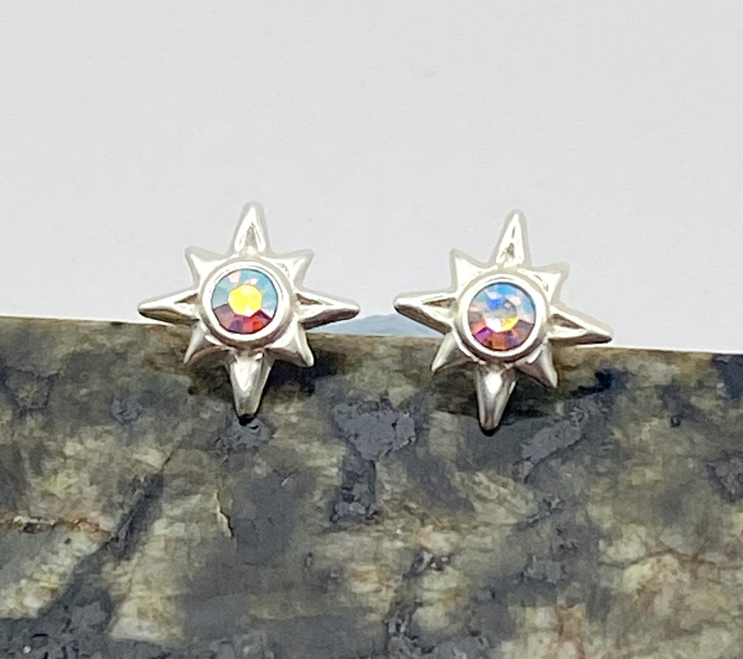 Sterling Silver Northern Star Earrings with Crystals from Swarovski