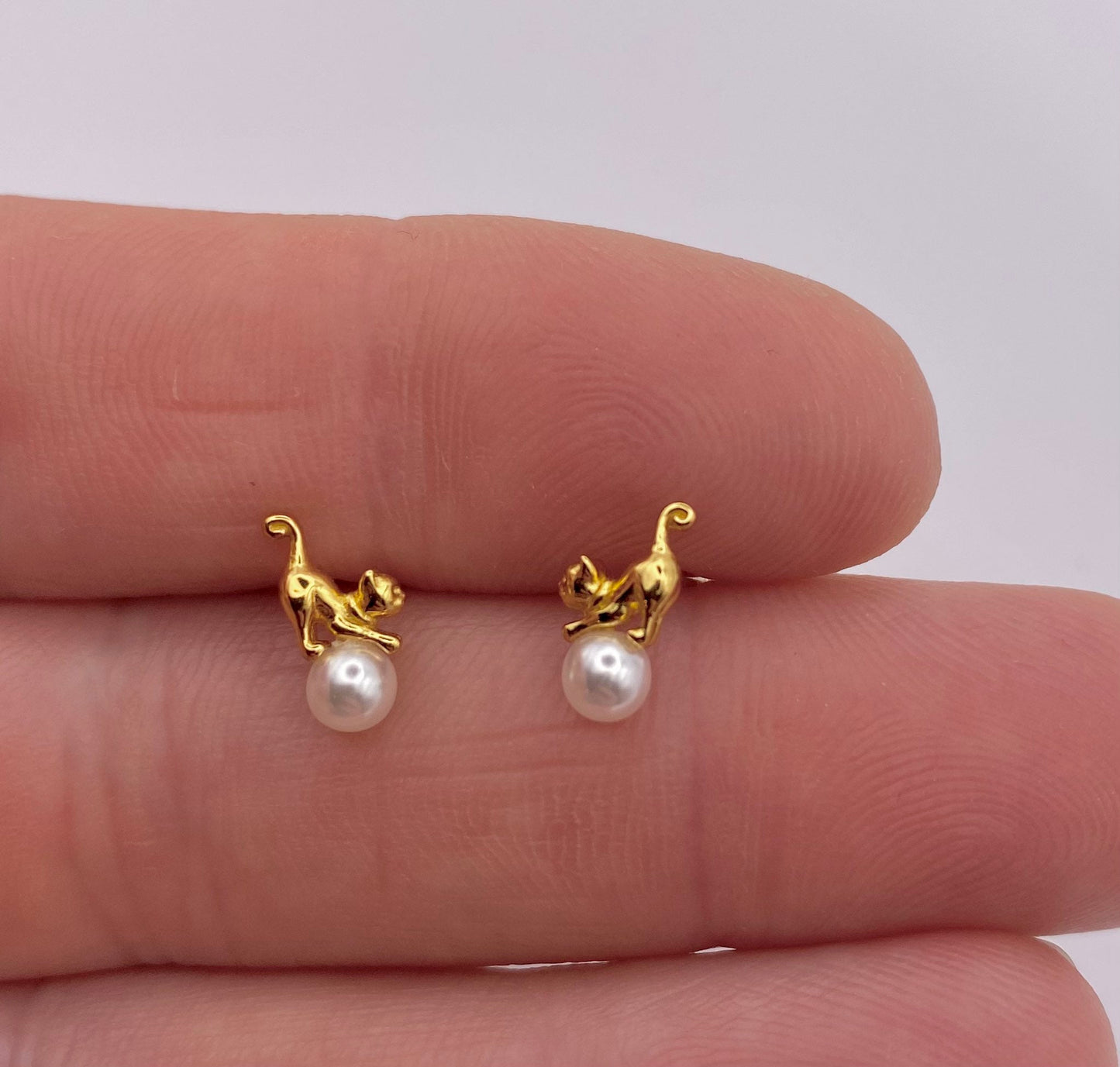 Sterling Silver Cat Stud Earrings