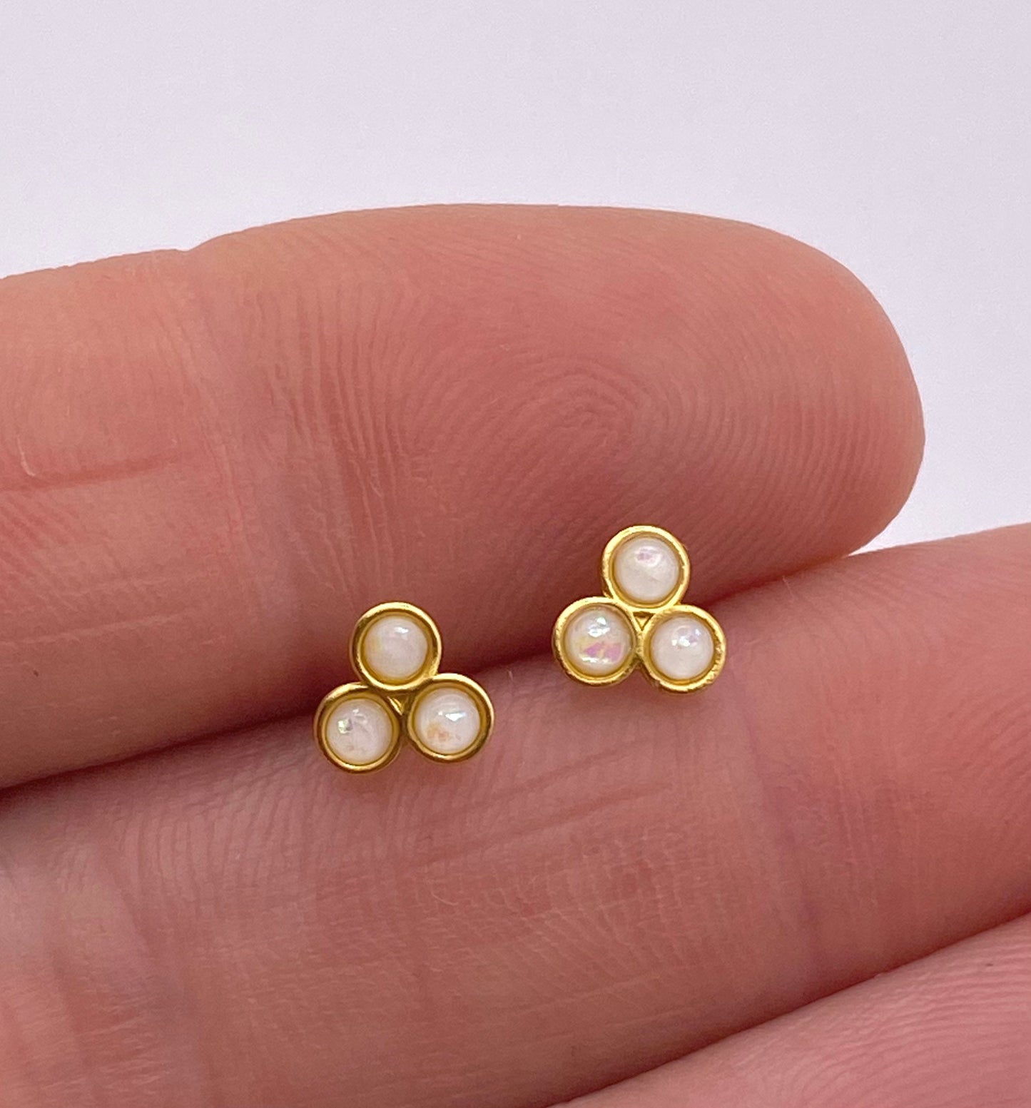 Sterling Silver White Opal Earrings