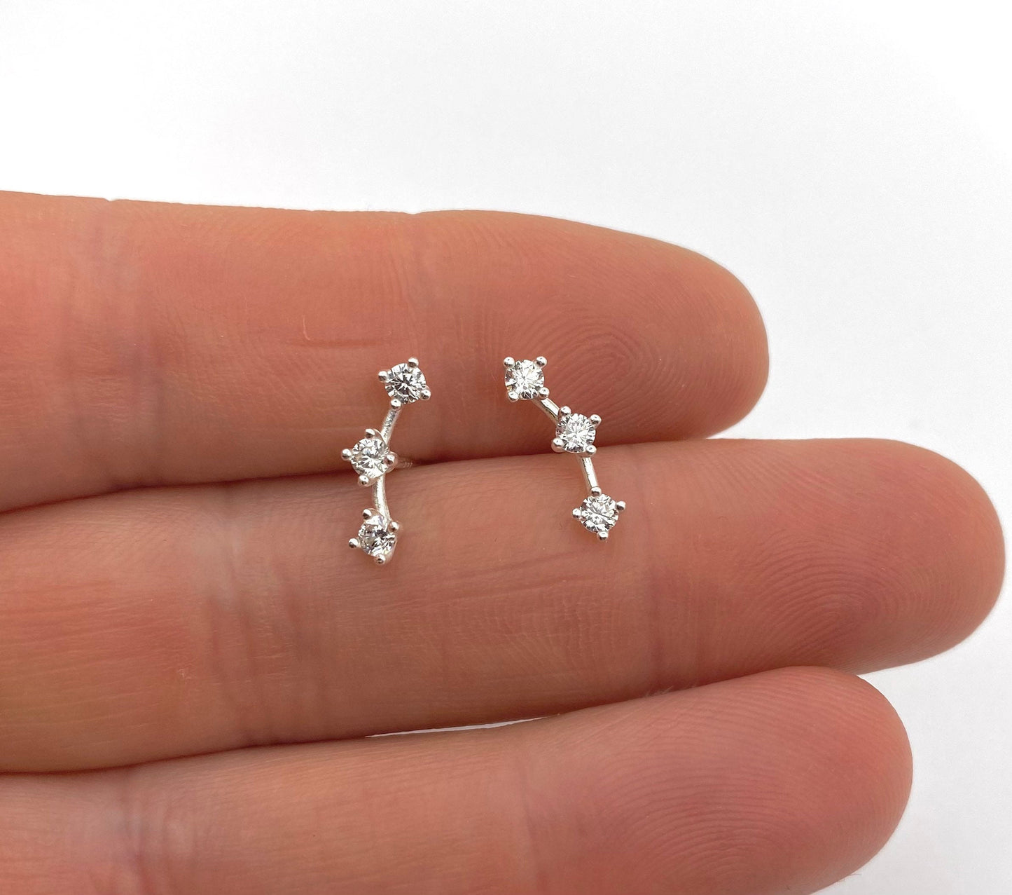 Sterling Silver Constellation Star Earrings with Cubic Zirconia