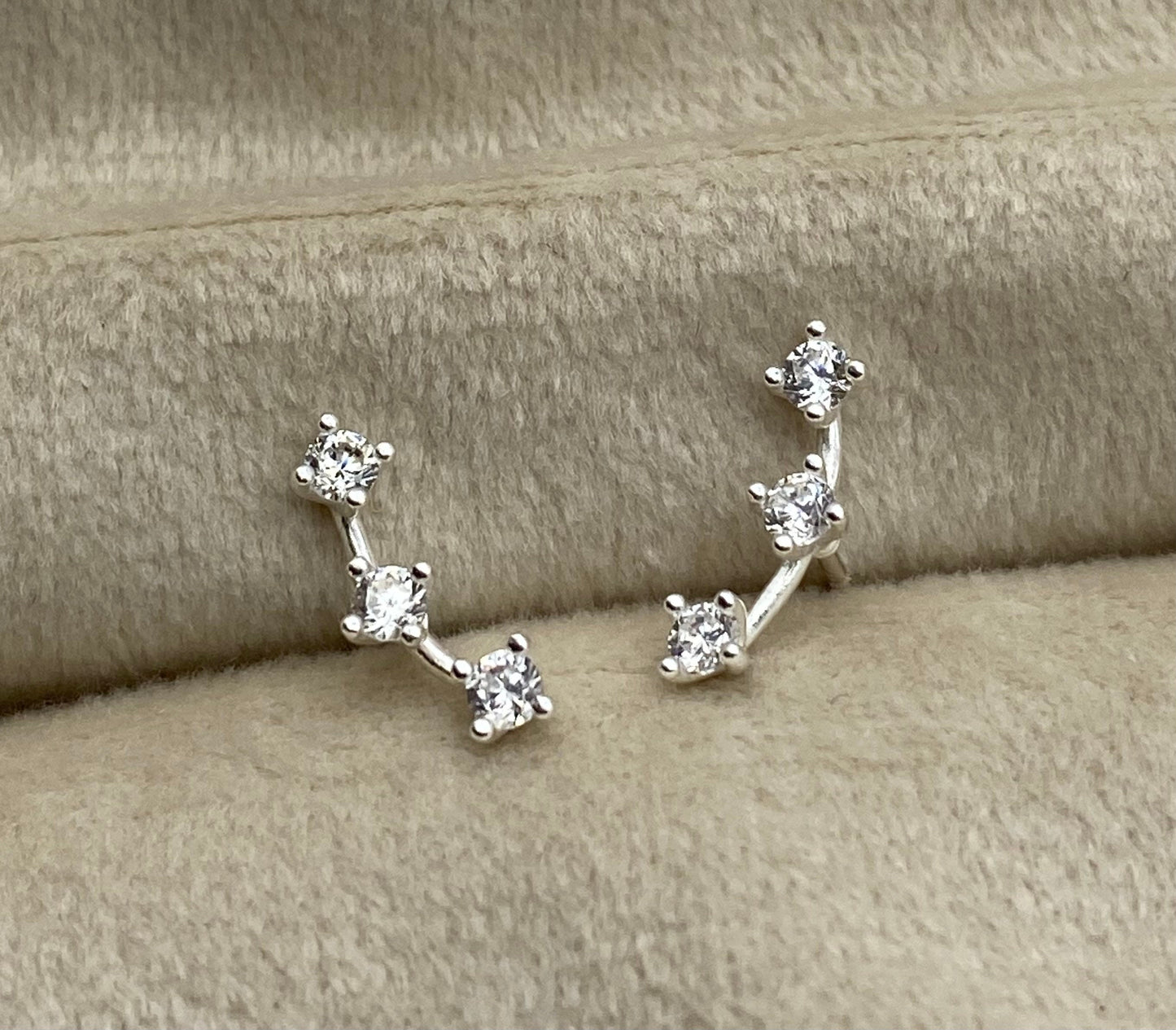 Sterling Silver Constellation Star Earrings with Cubic Zirconia
