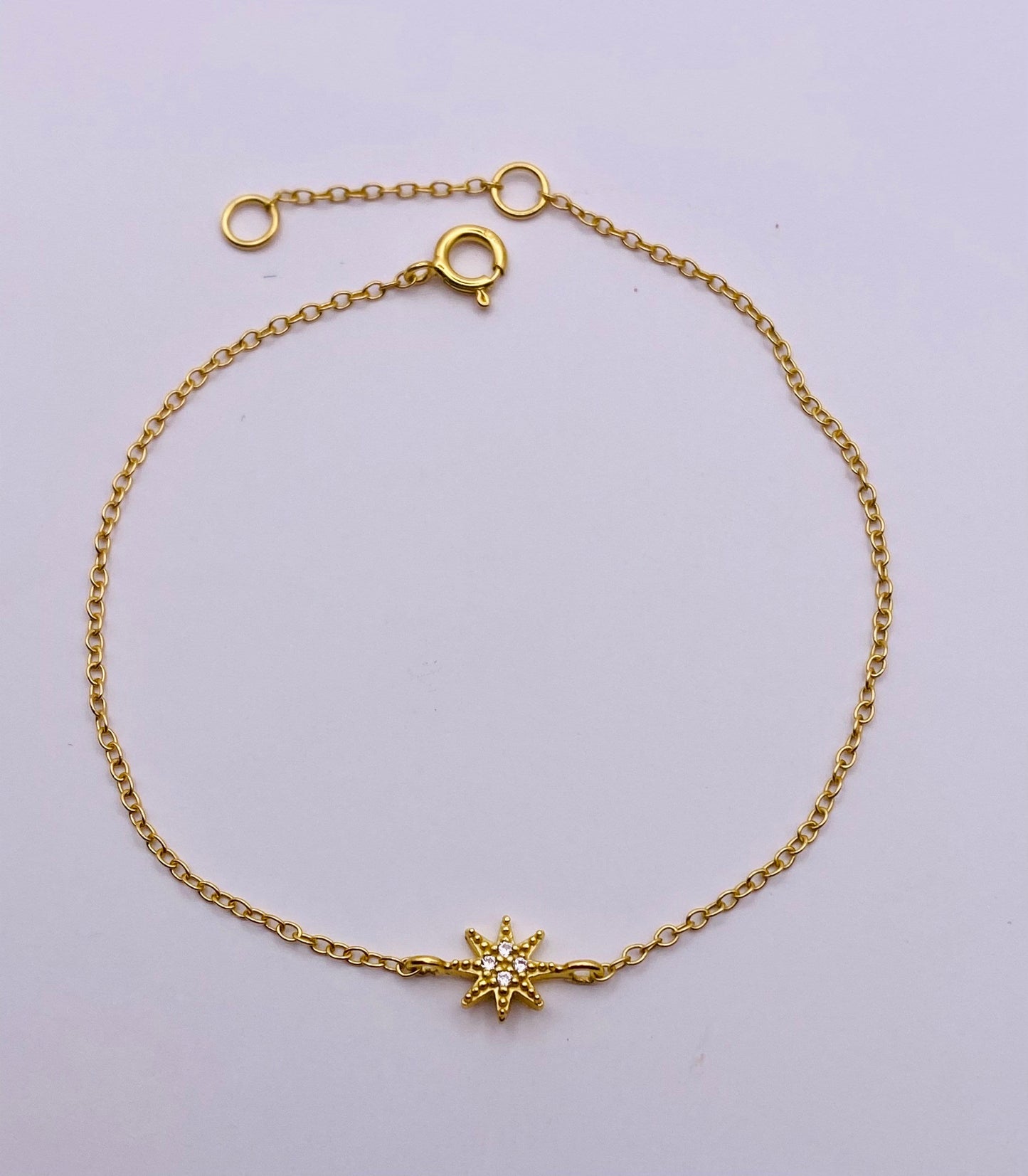 Sterling Silver North Star Bracelet with Cubic Zirconia Crystals
