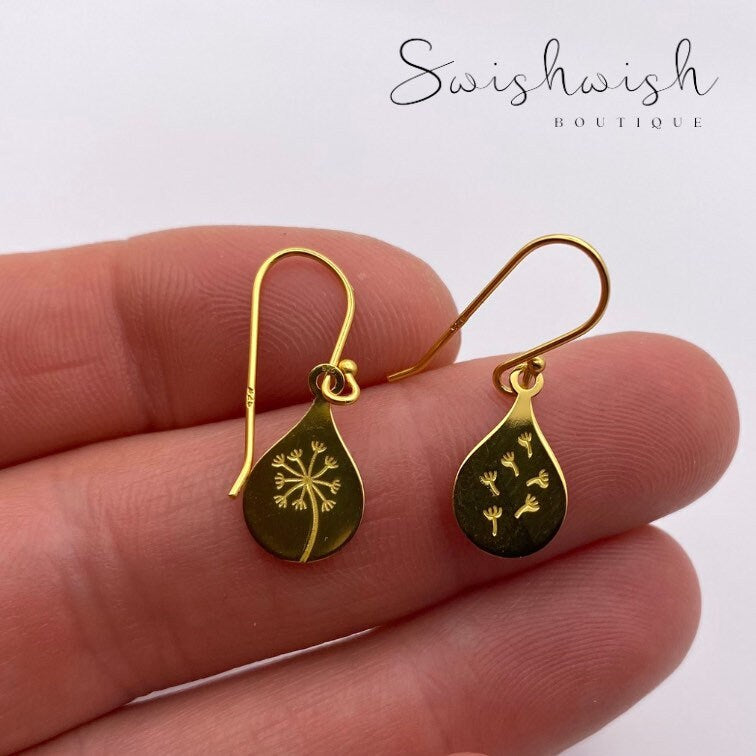 Sterling Silver Gold Plated Dandelion Clock Earrings