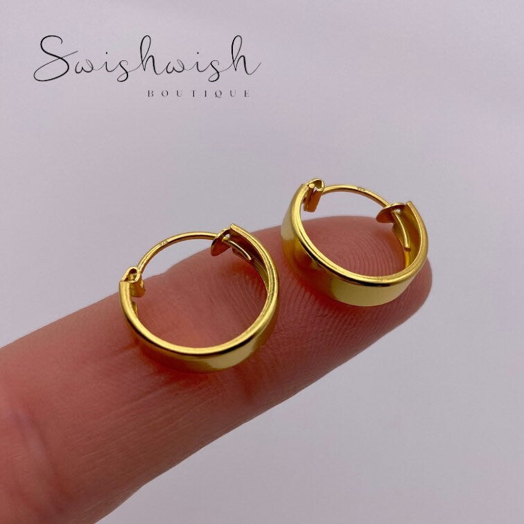 Sterling Silver Wide Hoop Earrings