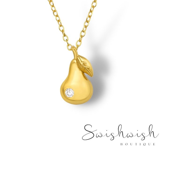 Gold Pendant Necklace with Cubic Zirconia