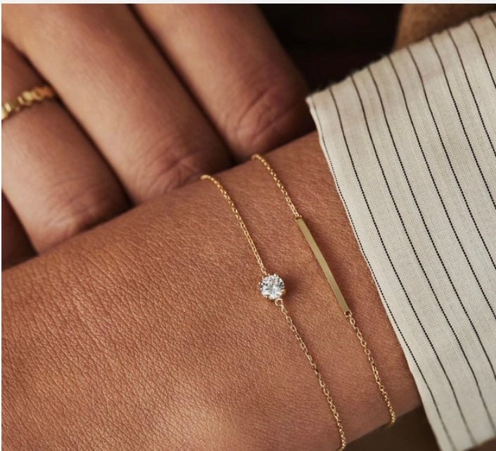 Sterling Silver Single Solitaire Zirconia Crystal Bracelet