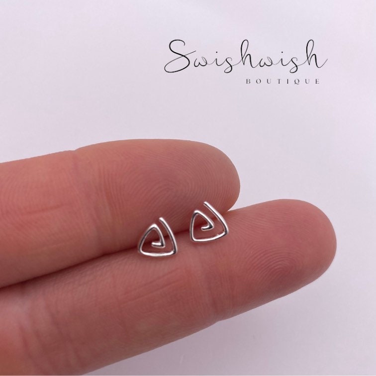 Sterling Silver Geometric Spiral Stud Earrings