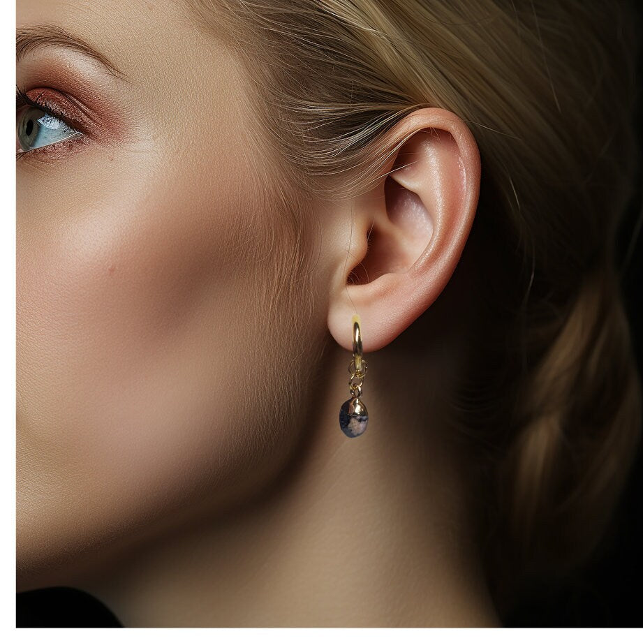 Gemstone Huggie Earrings