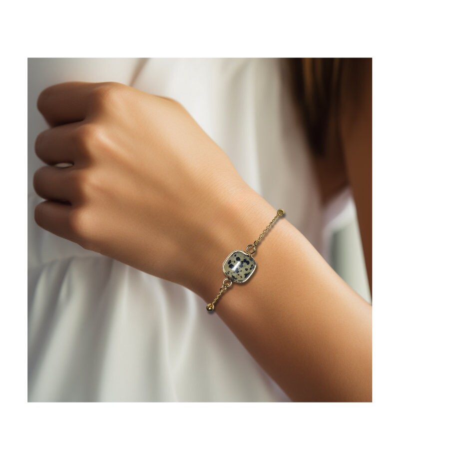 Dalmatian Jasper Bracelet in Gold