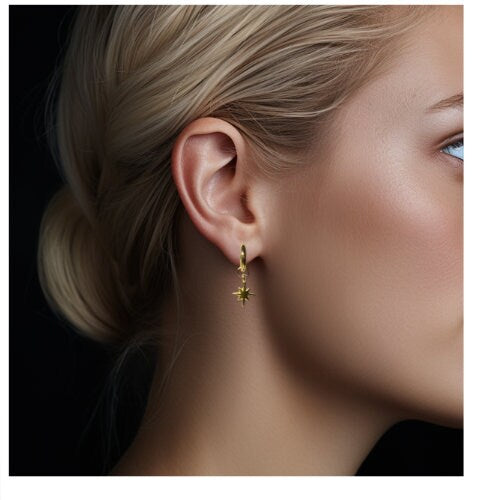 Gold Huggie Star Earrings