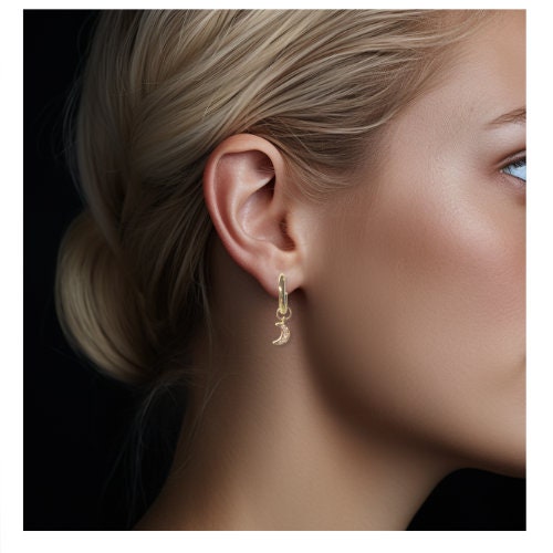 Crescent Moon Huggie Hoop Earrings