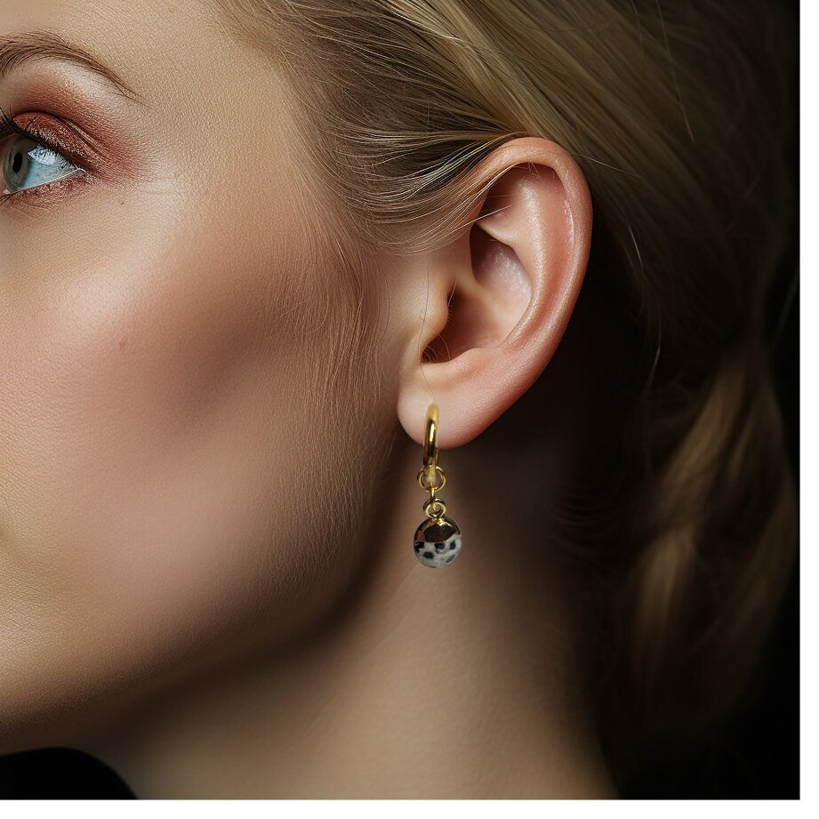 Gemstone Huggie Earrings