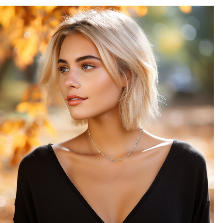 Minimalist Satellite Chain Necklace in Silver or Gold