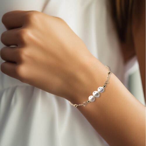 Freshwater Pearl Cluster Bracelet in Silver or Gold