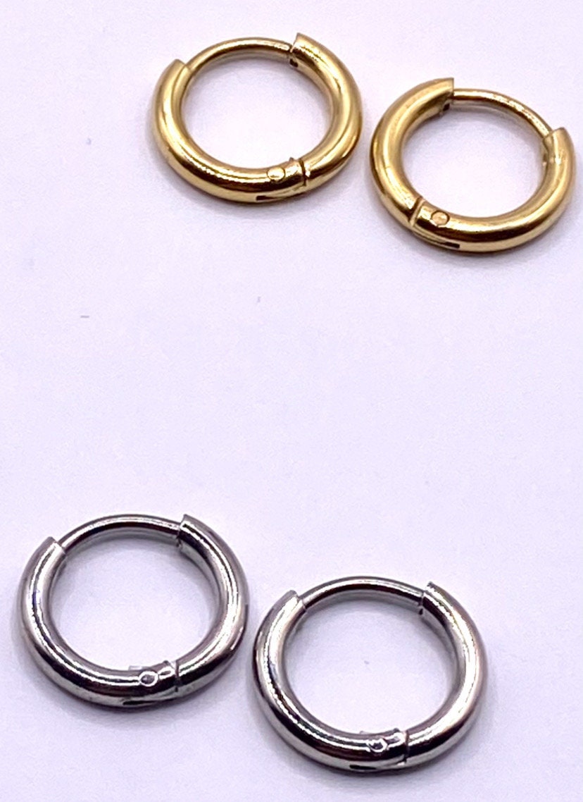 Minimalist Gemstone Huggie Hoop Earrings with Blue Apatite