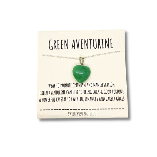 Green Aventurine Crystal Heart Necklace