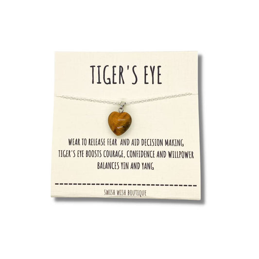 Tigers Eye Crystal Heart Necklace