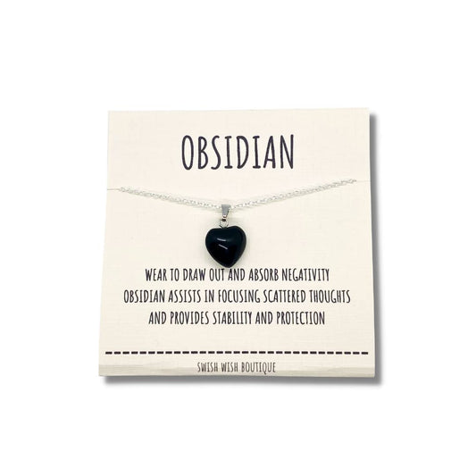 Obsidian Crystal Heart Necklace