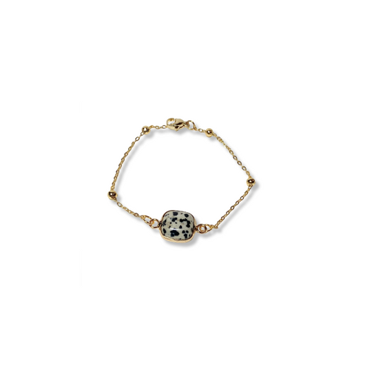 Dalmatian Jasper Bracelet in Gold