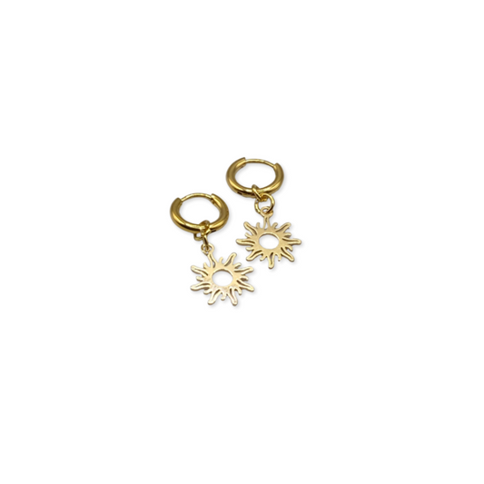 Gold Huggie Sun Earrings