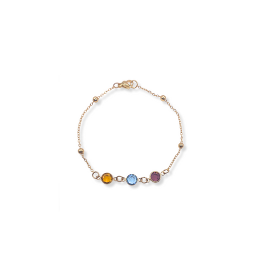 Family Birthstone Bracelet in Silver or Gold Made with Swarovski Crystals