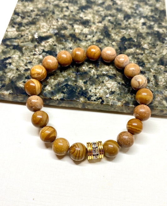 Natural Marble and Calcite Beaded Bracelet for Cleansing and Serenity