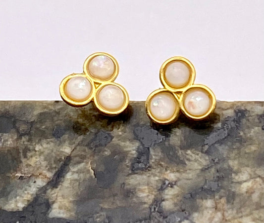 Sterling Silver White Opal Earrings
