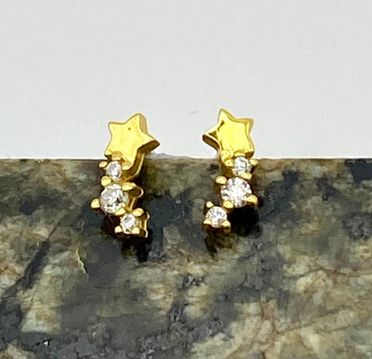 Sterling Silver Triple Star Earrings with Cubic Zirconia Crystals