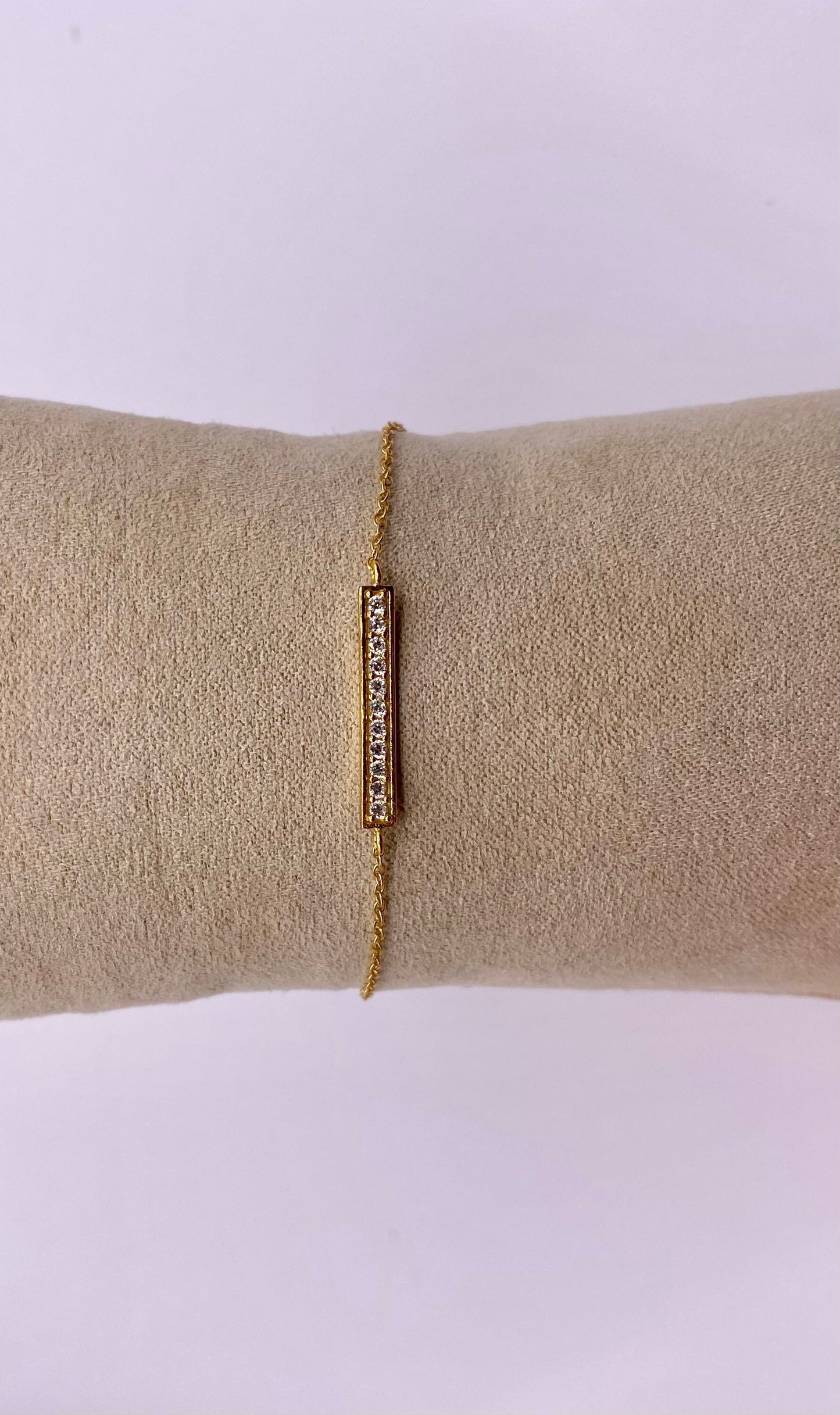 Sterling Silver Bar Bracelet with Cubic Zirconia Crystals