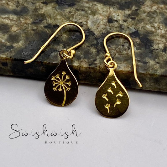 Sterling Silver Gold Plated Dandelion Clock Earrings