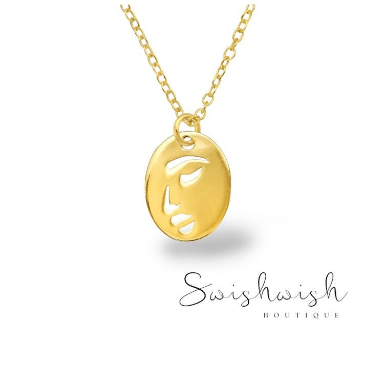 Gold Abstract Face Necklace