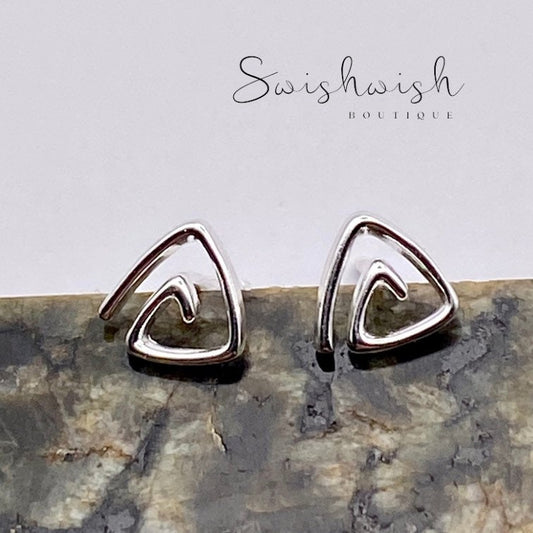 Sterling Silver Geometric Spiral Stud Earrings