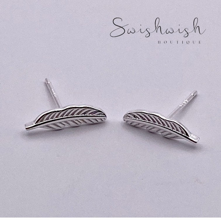 Sterling Silver Little Feather Stud Earrings