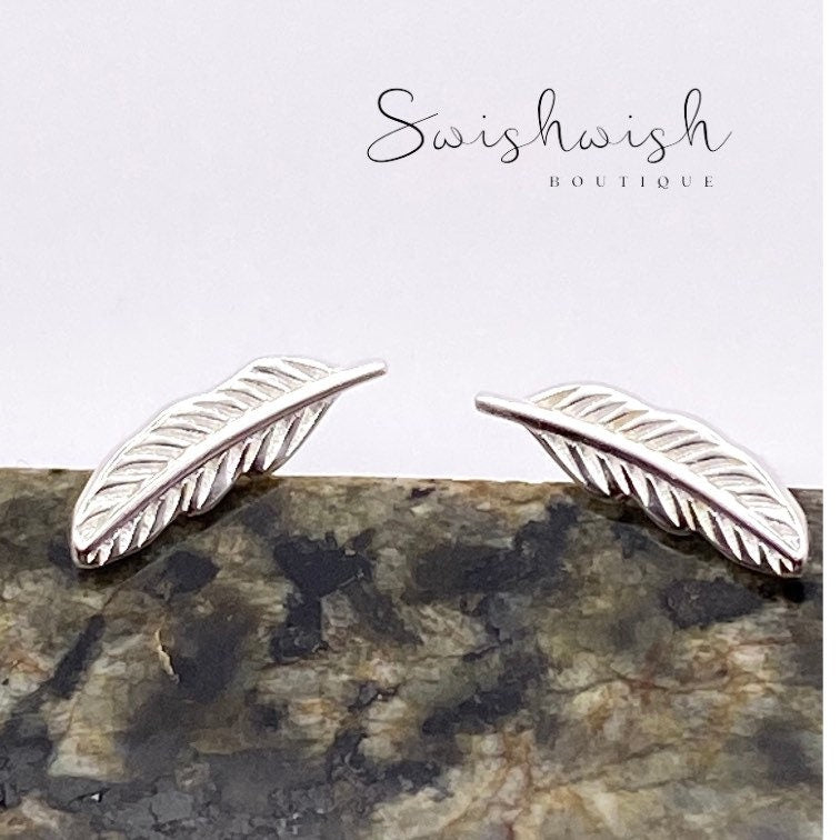 Sterling Silver Little Feather Stud Earrings