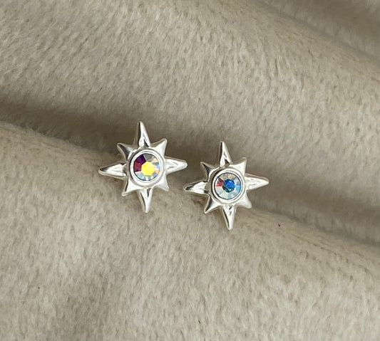 Sterling Silver Northern Star Earrings with Crystals from Swarovski