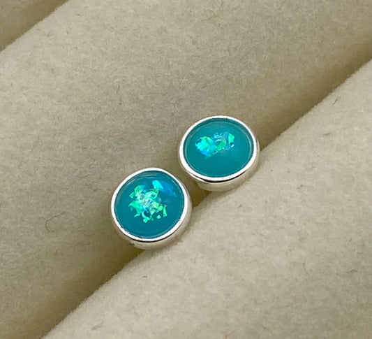 Sterling Silver Opal Stud Earrings